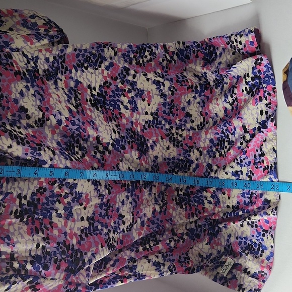 UNICA hiya Pink, purple, white, black pattern blouse cap sleeve Small - Picture 11 of 15